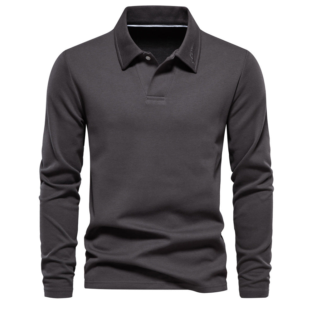 Polo homme col ouvert manches longues