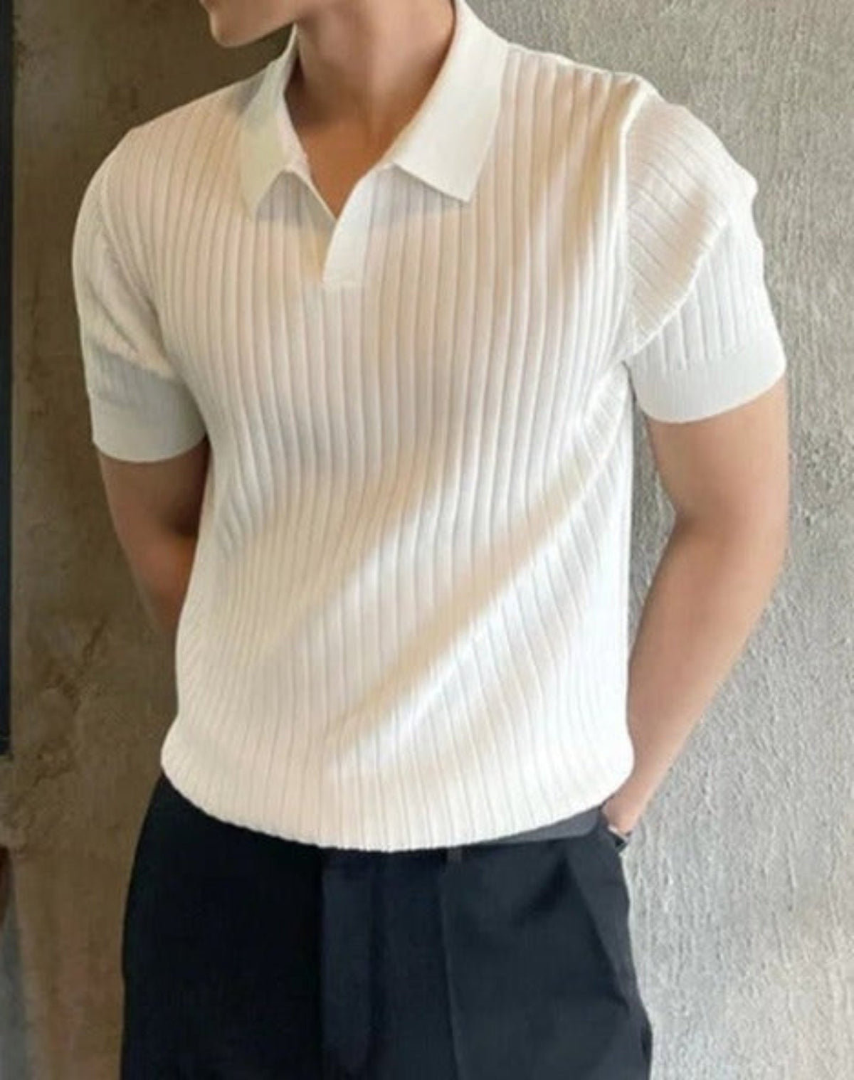 Polo homme côtelé
