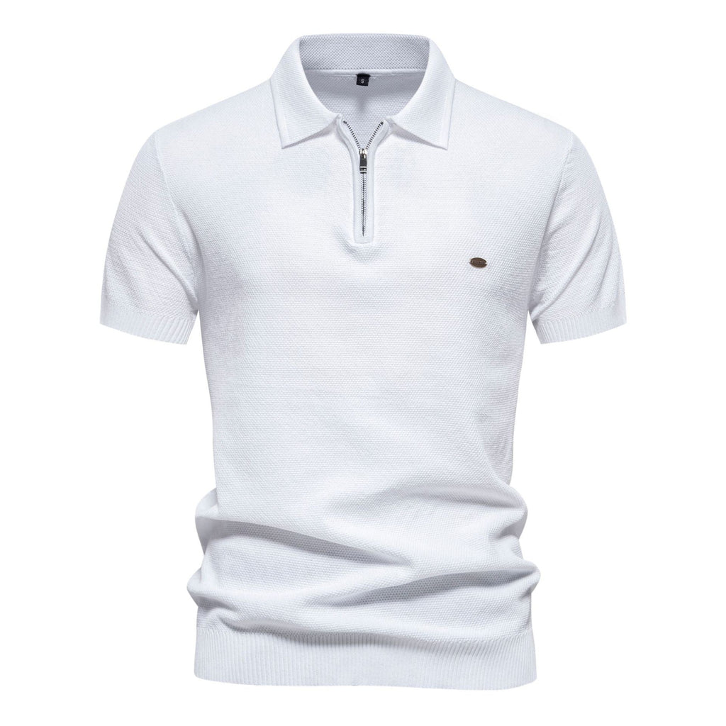 Polo homme demi-zip texturé