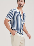 Polo homme maille tricotée rayée