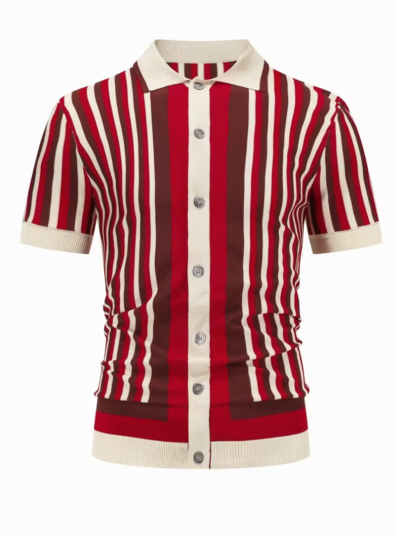 Polo homme maille tricotée rayée