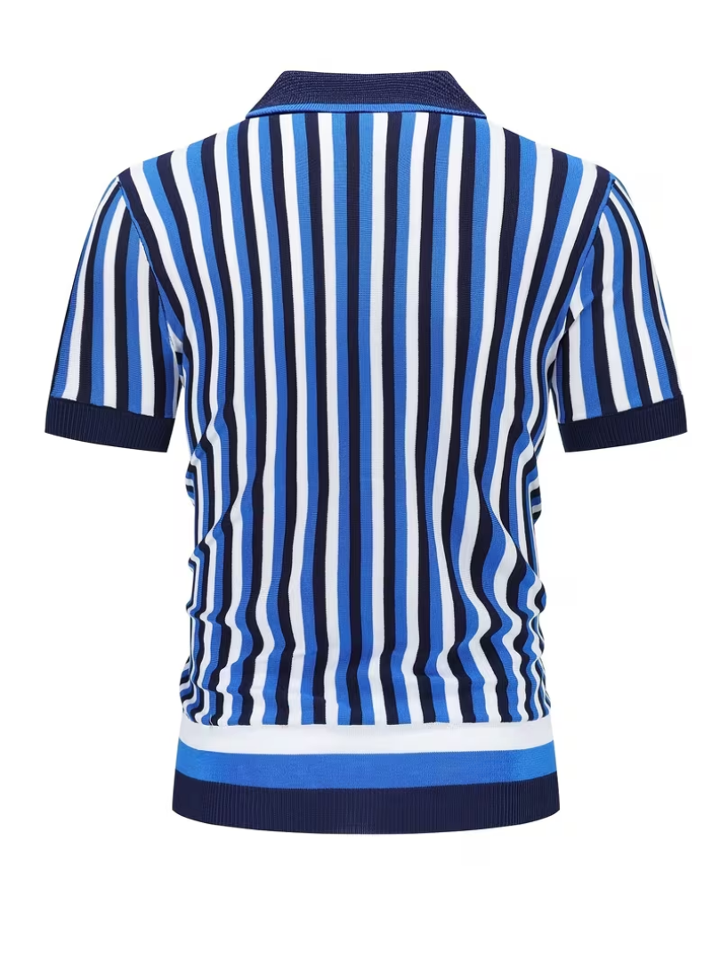 Polo homme maille tricotée rayée