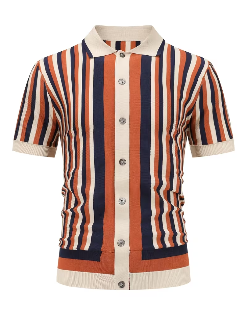 Polo homme maille tricotée rayée