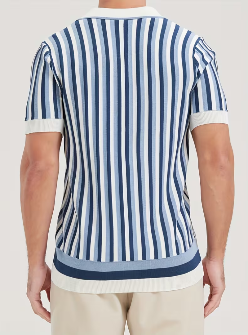 Polo homme maille tricotée rayée