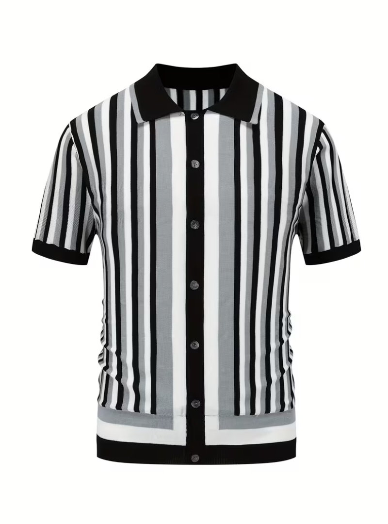 Polo homme maille tricotée rayée