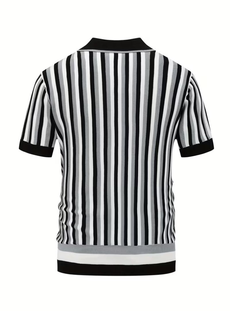 Polo homme maille tricotée rayée