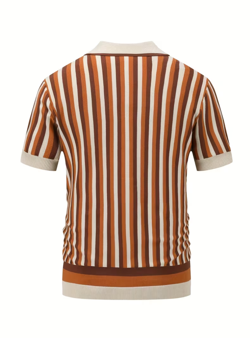 Polo homme maille tricotée rayée