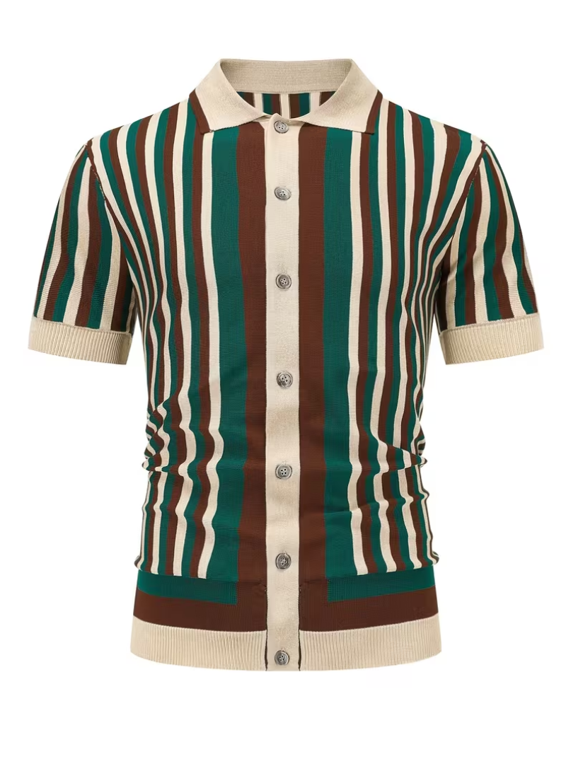 Polo homme maille tricotée rayée