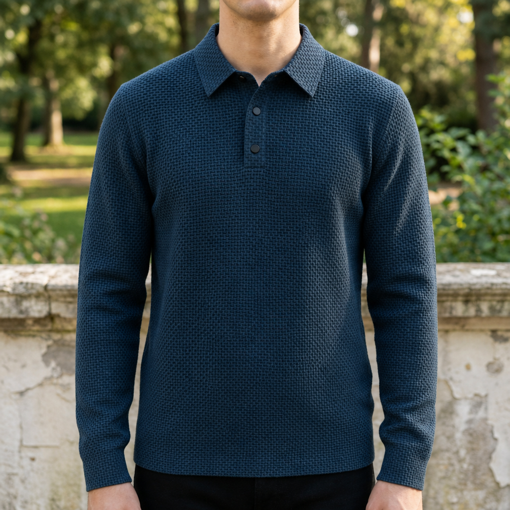 Polo homme boutonné manches longues