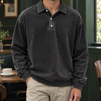 Polo homme manches longues boutonné