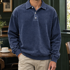 Polo homme manches longues boutonné