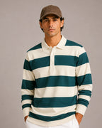 Polo homme rayé manches longues
