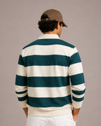 Polo homme rayé manches longues