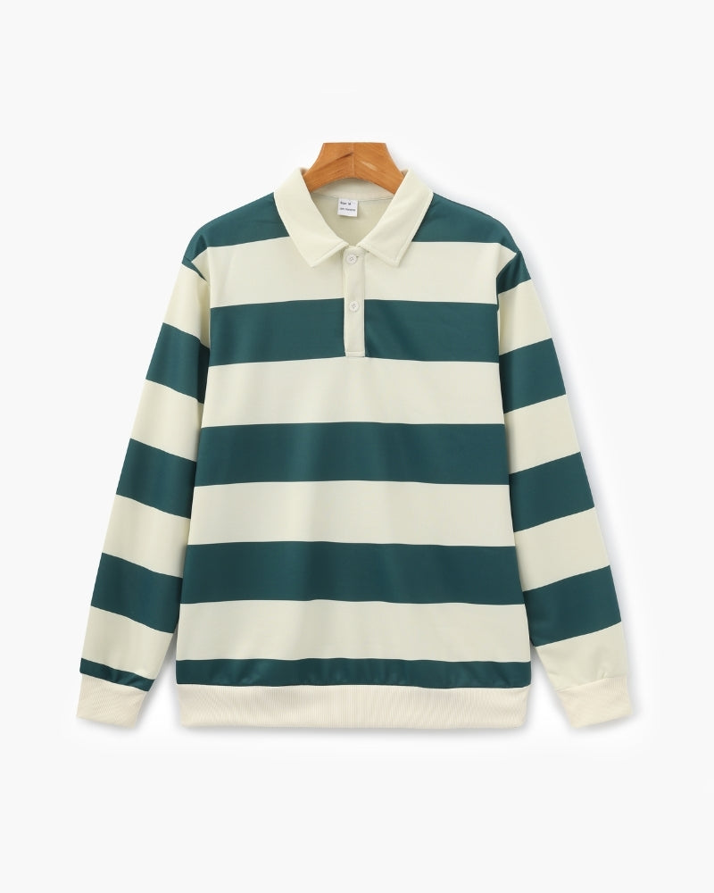 Polo homme rayé manches longues