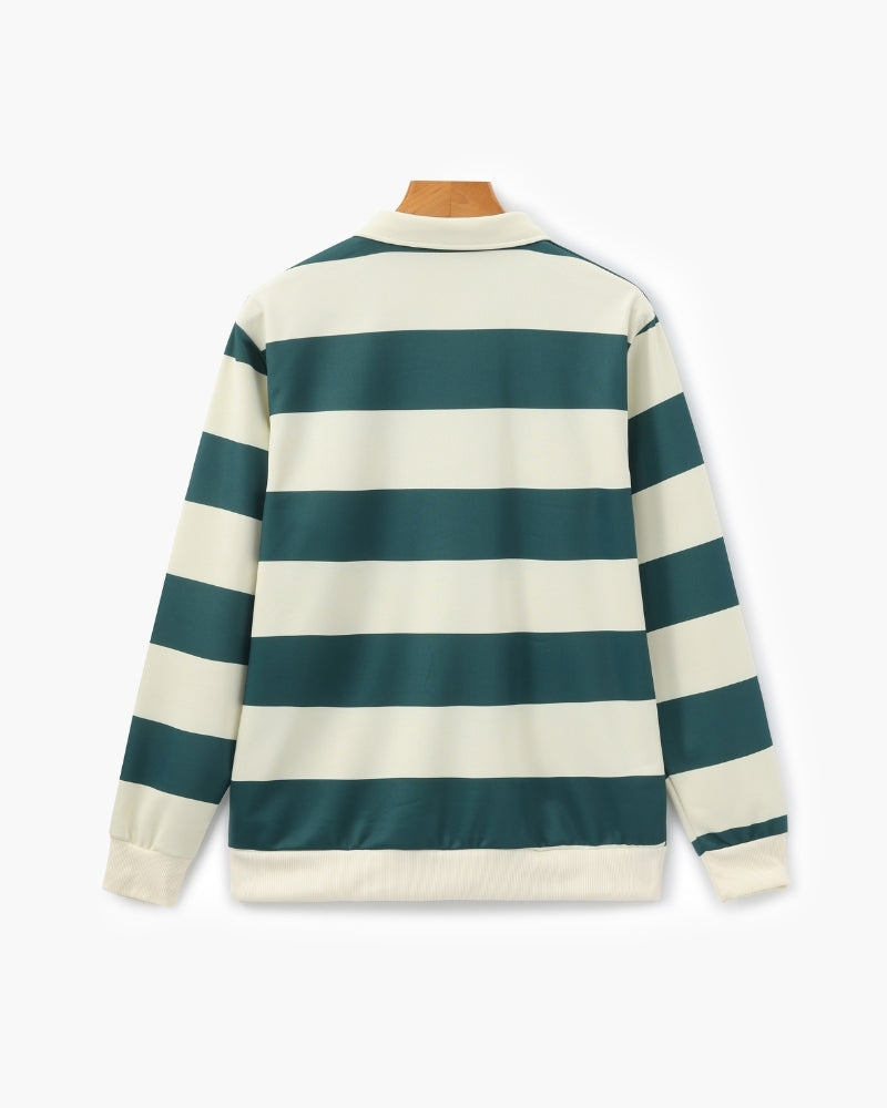 Polo homme rayé manches longues