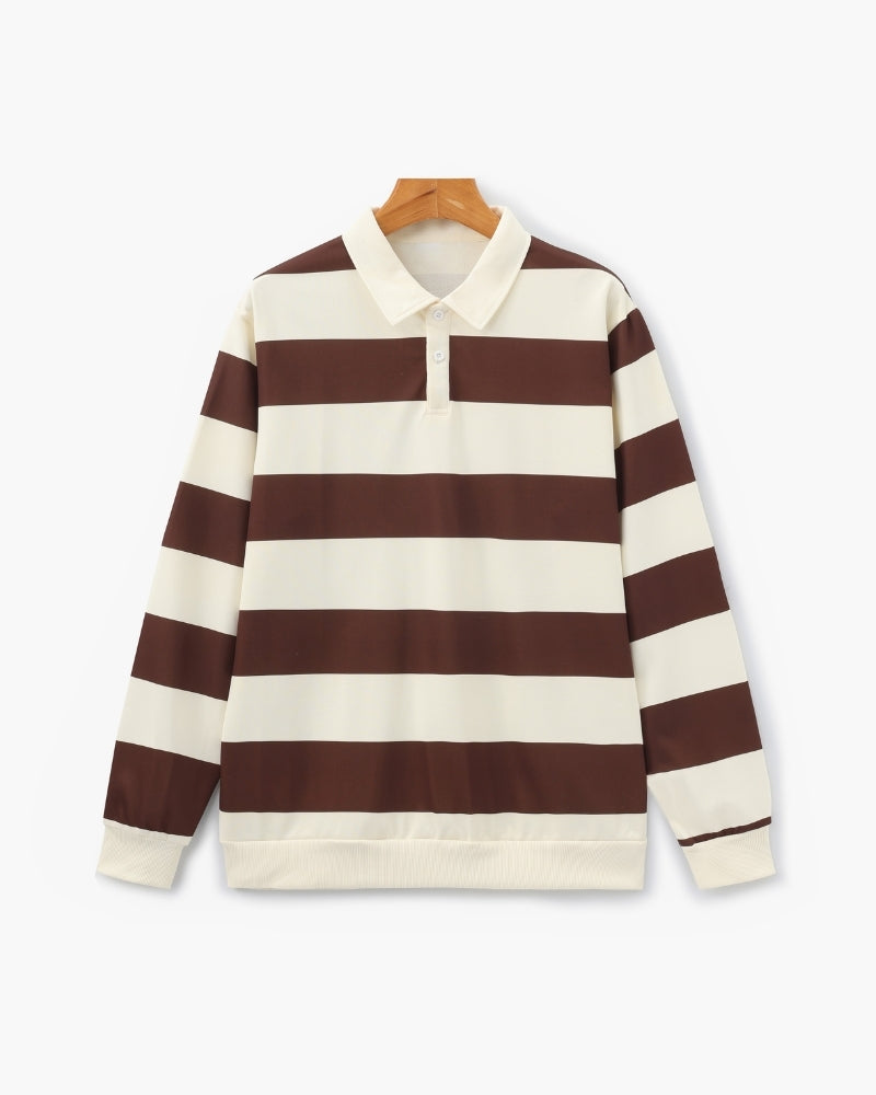 Polo homme rayé manches longues