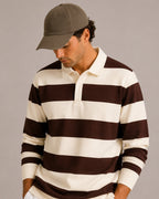 Polo homme rayé manches longues
