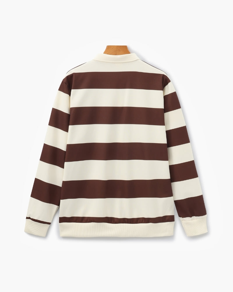 Polo homme rayé manches longues