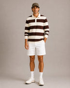 Polo homme rayé manches longues