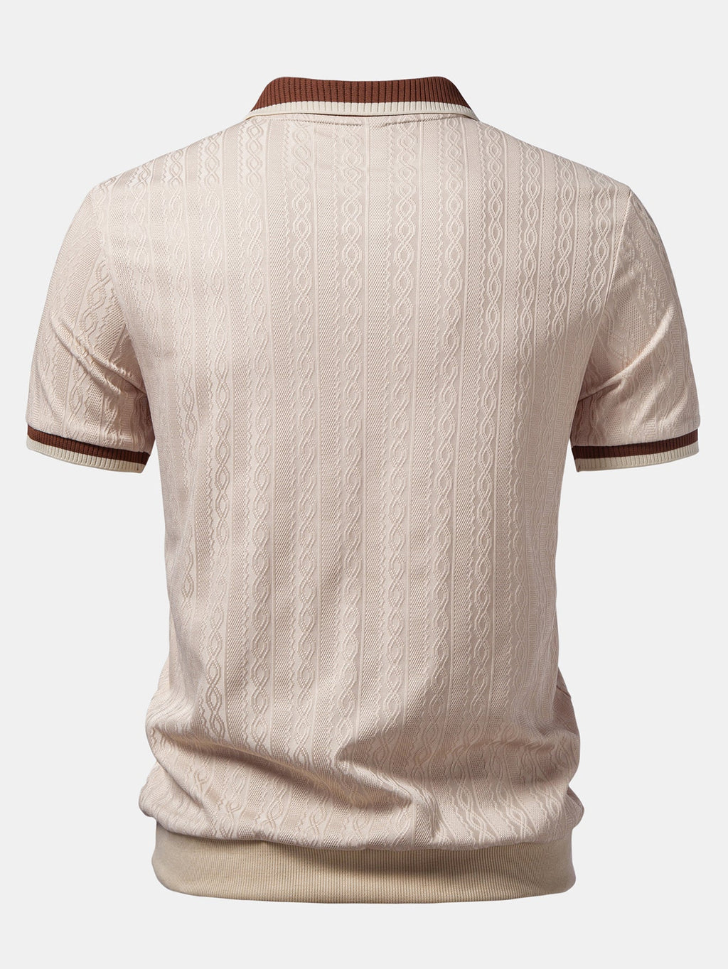 Polo homme texturé à col zippé contrasté