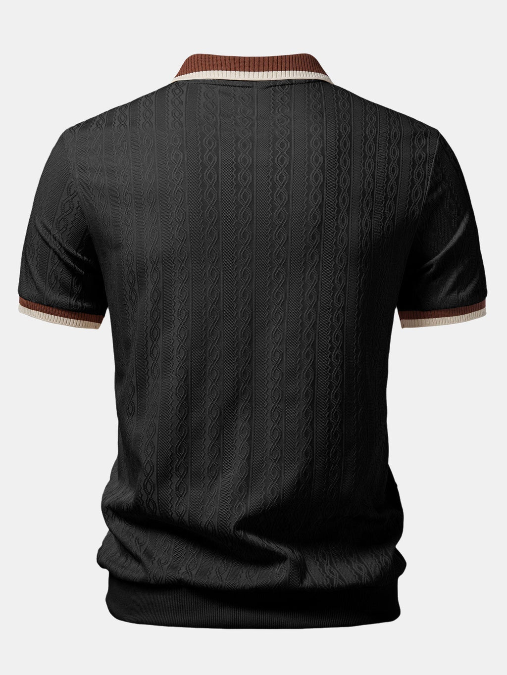 Polo homme texturé à col zippé contrasté