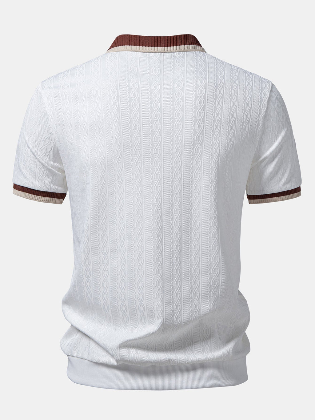 Polo homme texturé à col zippé contrasté