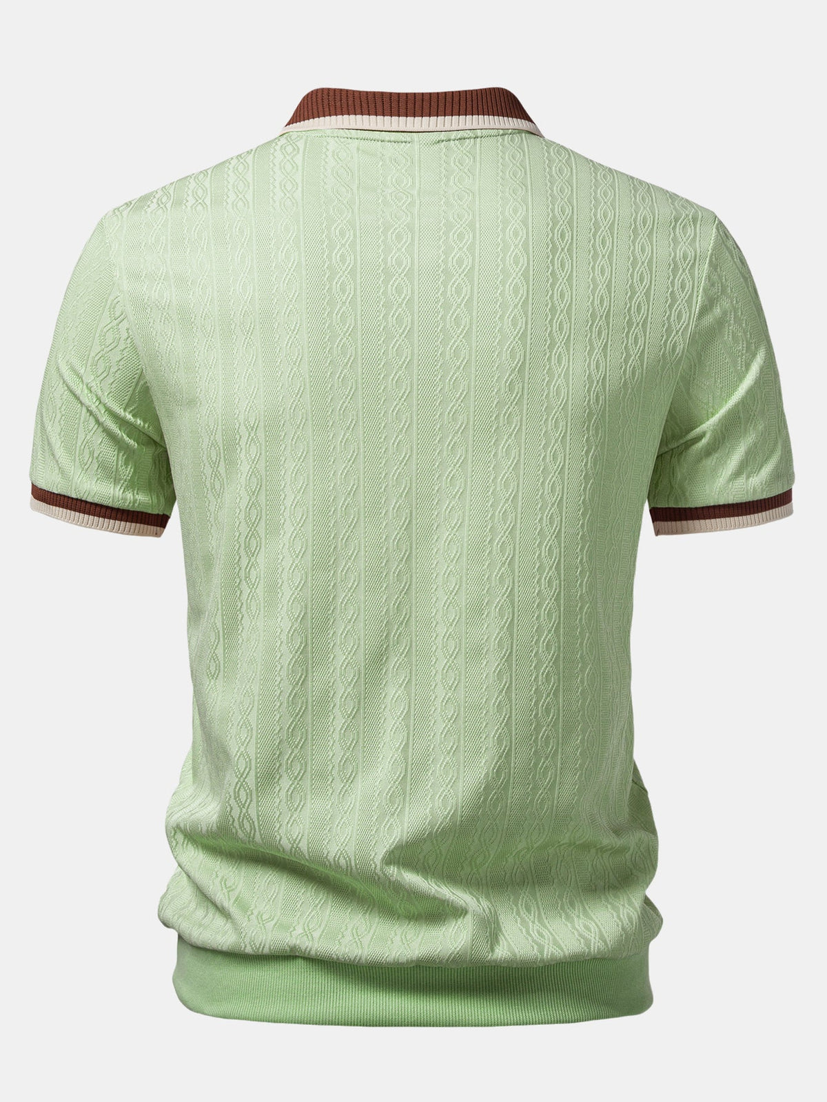 Polo homme texturé à col zippé contrasté