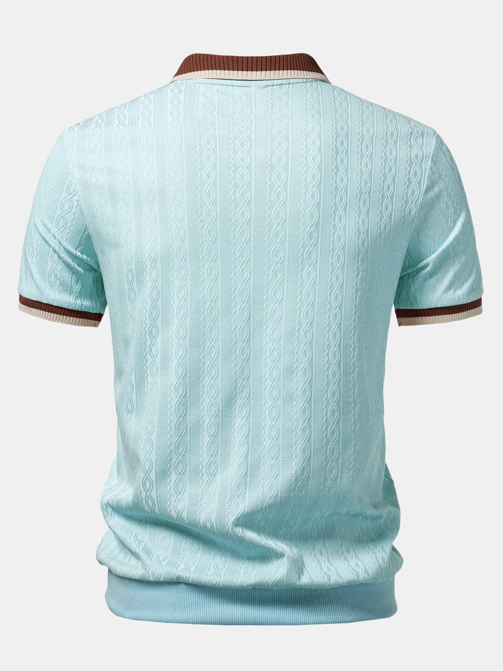 Polo homme texturé à col zippé contrasté