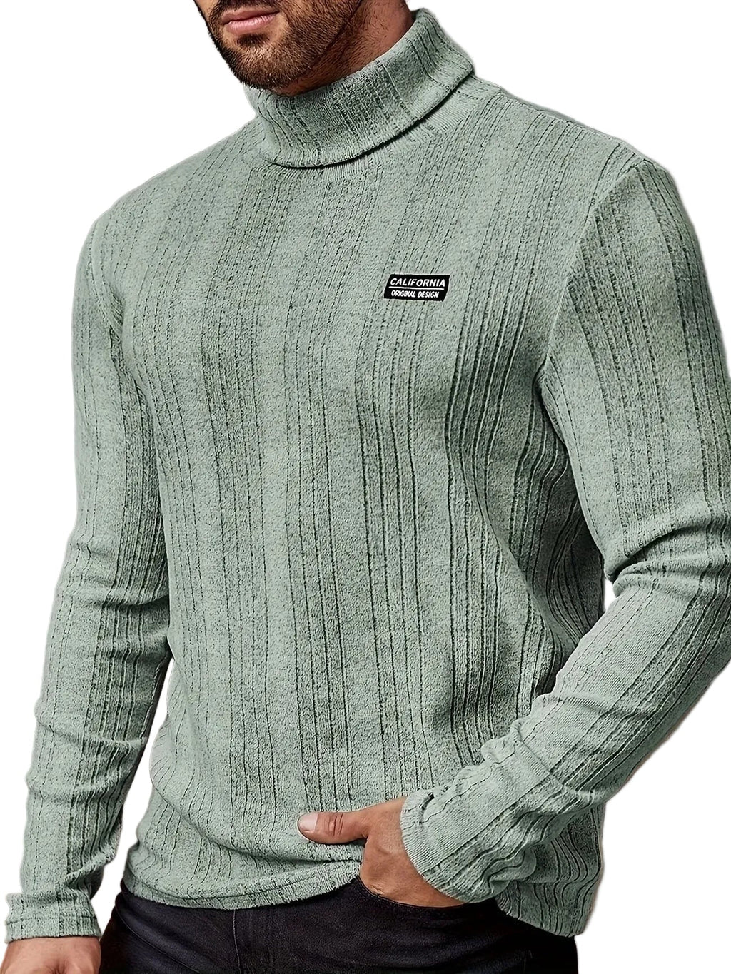 Pull Côtelé Pour Hommes Avec Écusson Sur La Poitrine