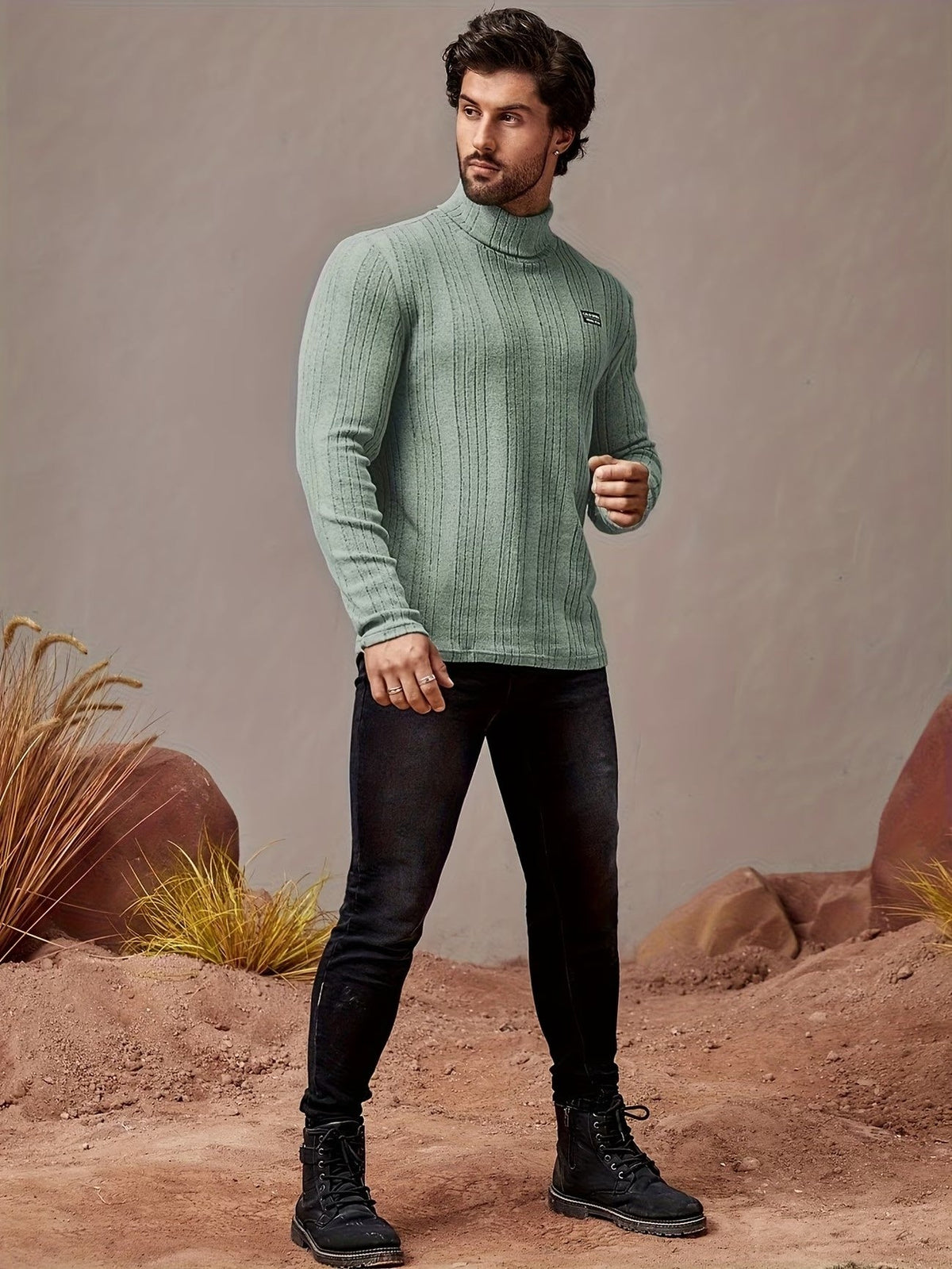 Pull Côtelé Pour Hommes Avec Écusson Sur La Poitrine