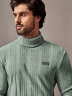 Pull Côtelé Pour Hommes Avec Écusson Sur La Poitrine