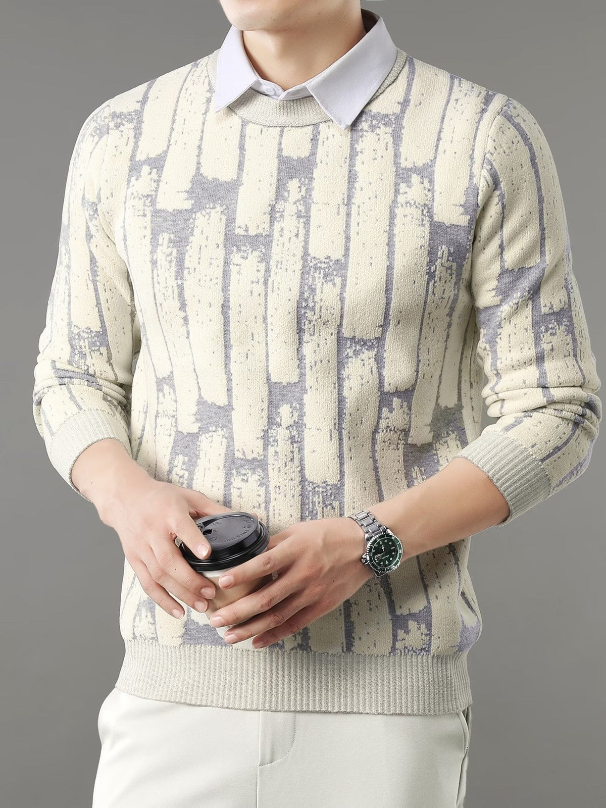 Pull Col Rond Homme Avec Motif