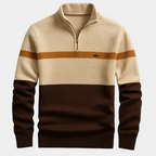 Pull homme demi-zip rayé