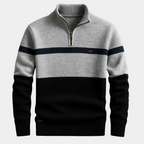 Pull homme demi-zip rayé