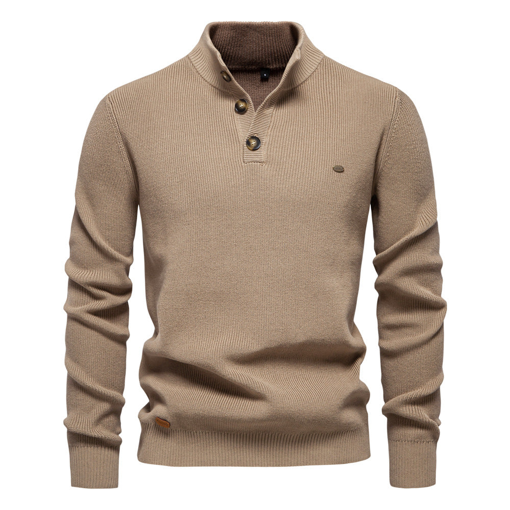 Pull Homme à Col Montant Boutonné