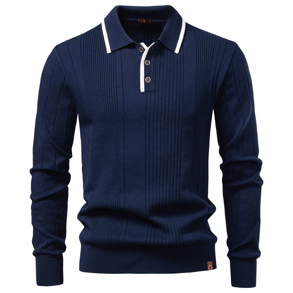 Pull Homme à Col Polo contrasté