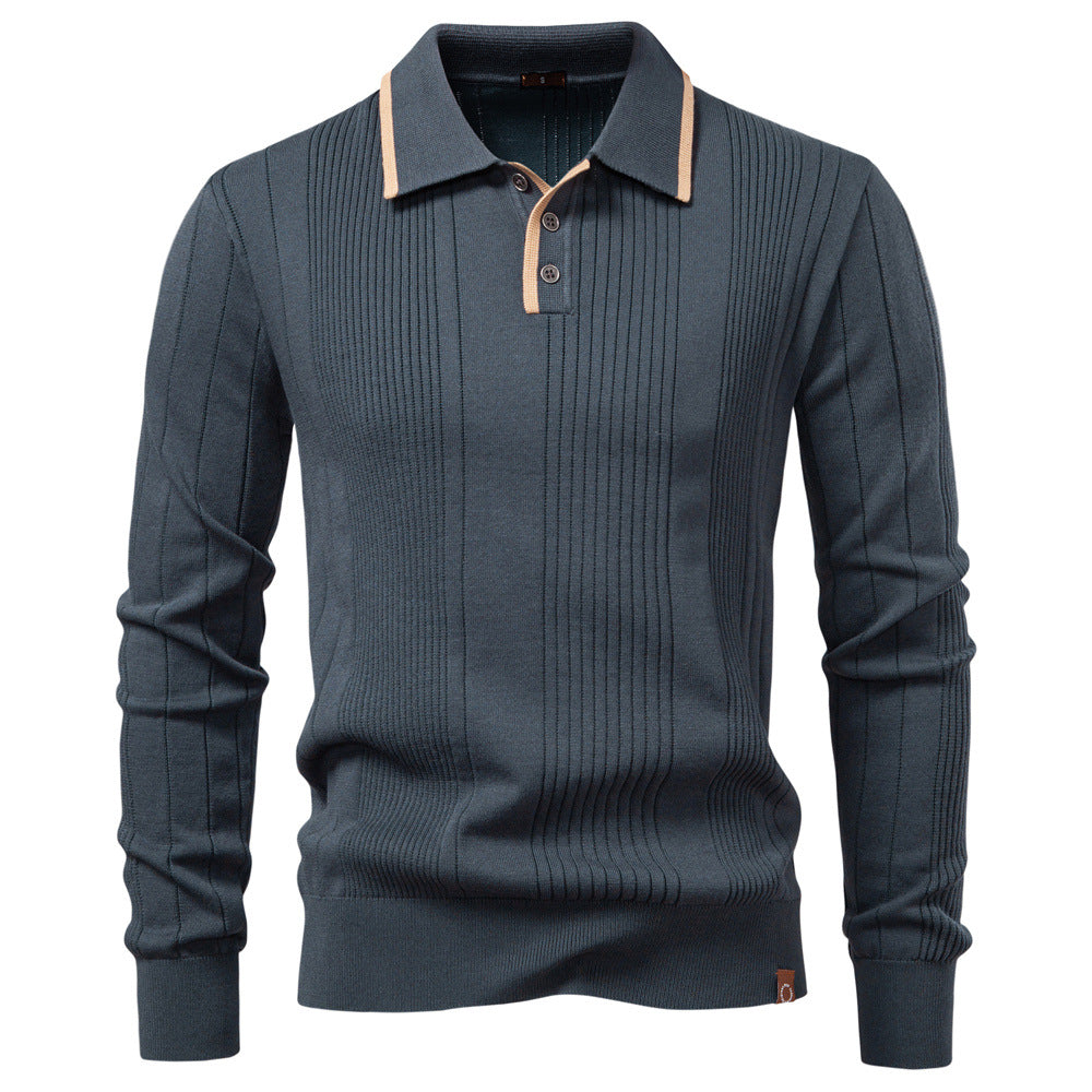 Pull Homme à Col Polo contrasté