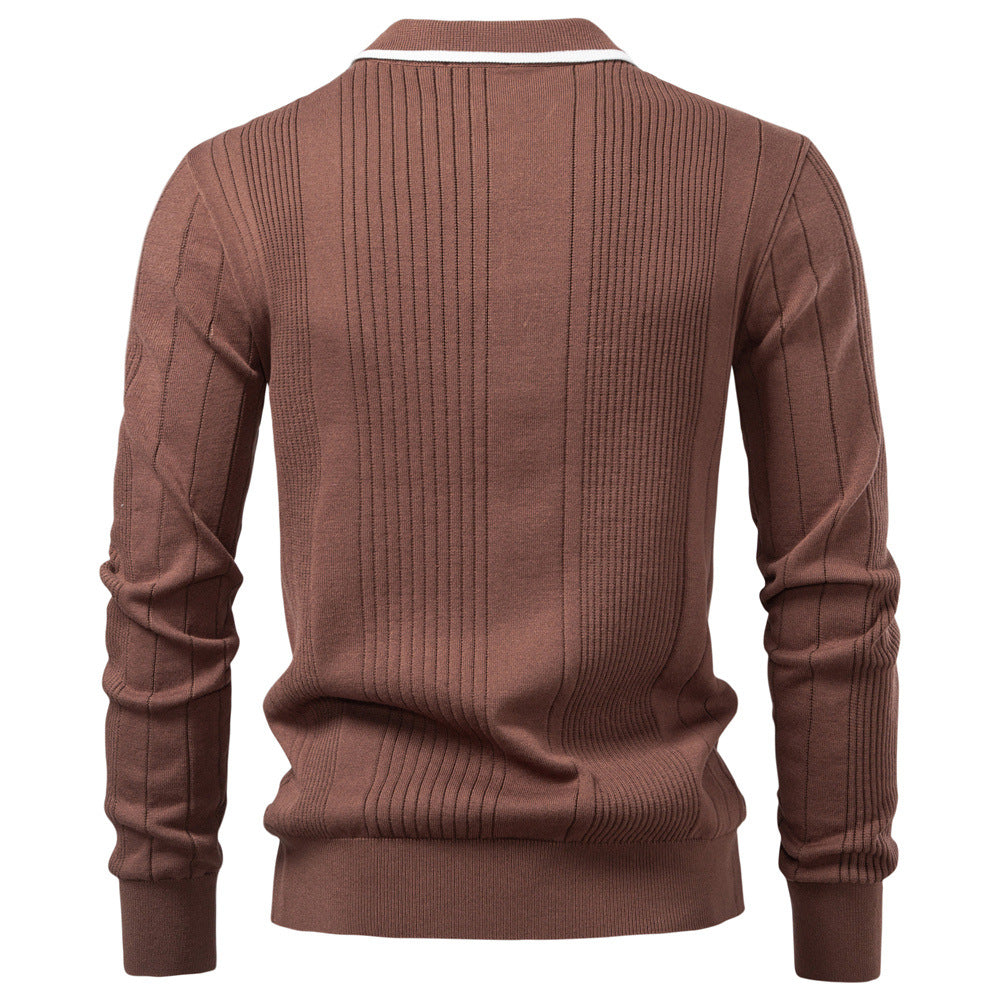 Pull Homme à Col Polo contrasté