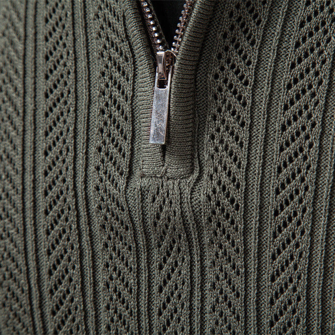 Pull Homme à Col Polo Zippé