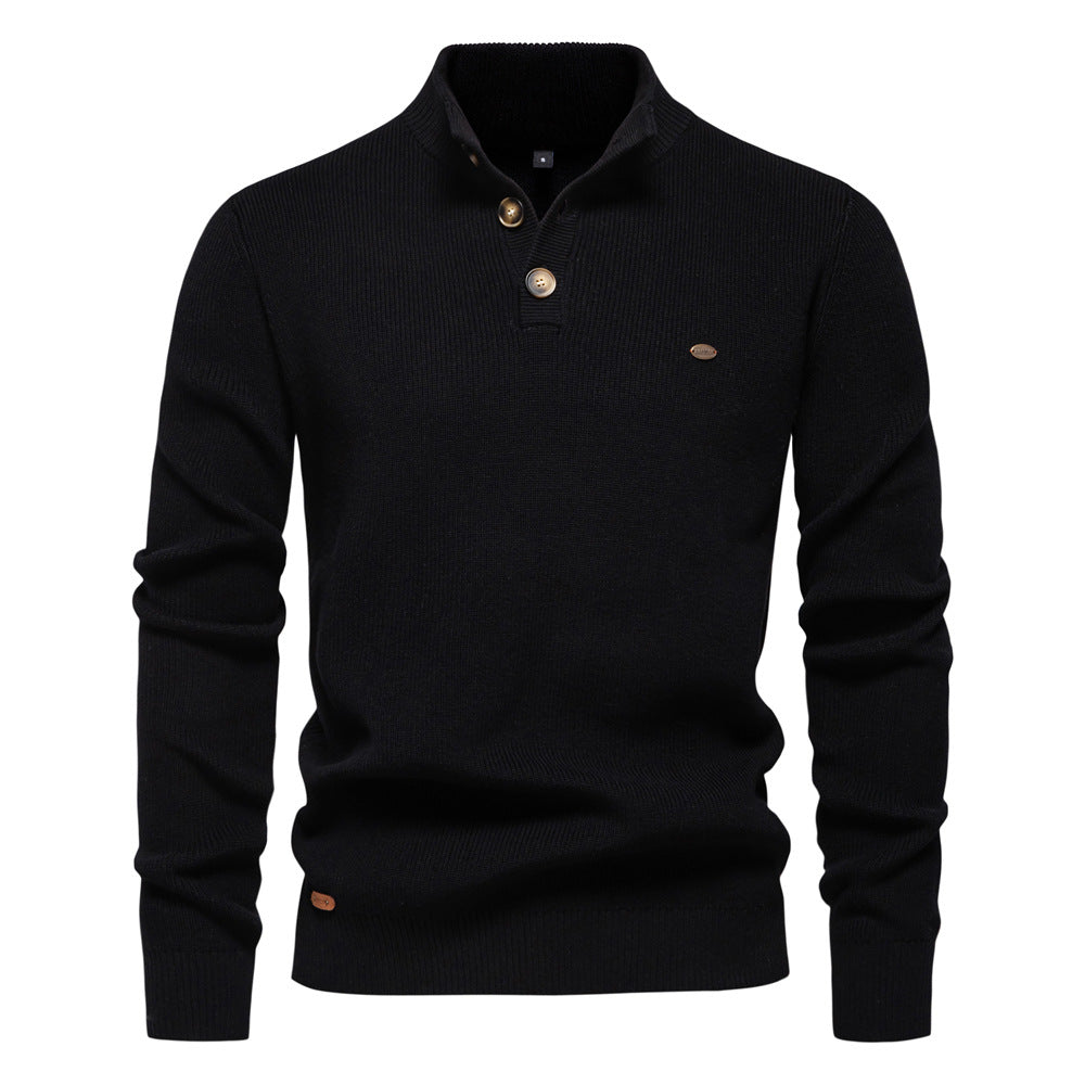 Pull homme boutonné col montant