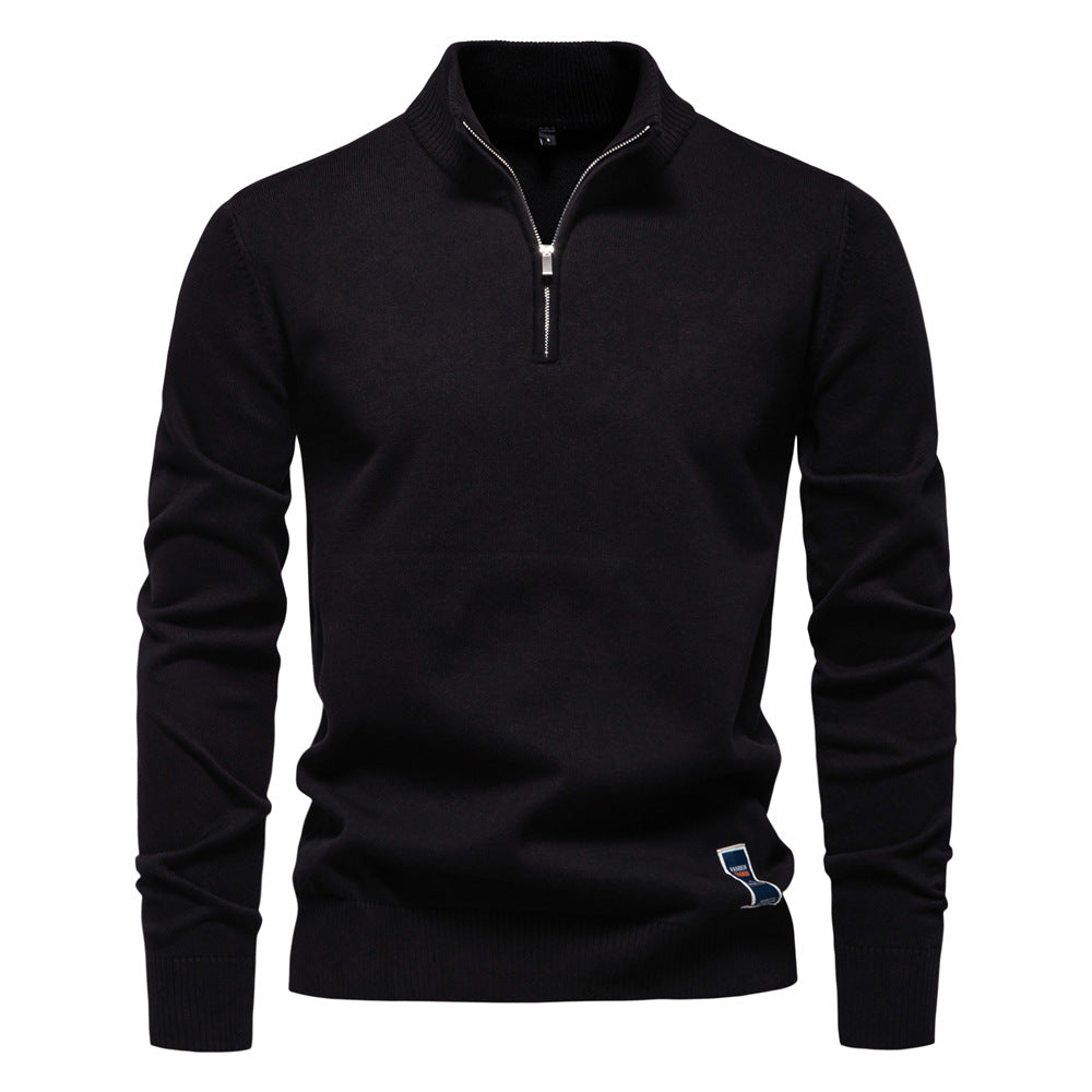 Pull homme col montant demi-zip