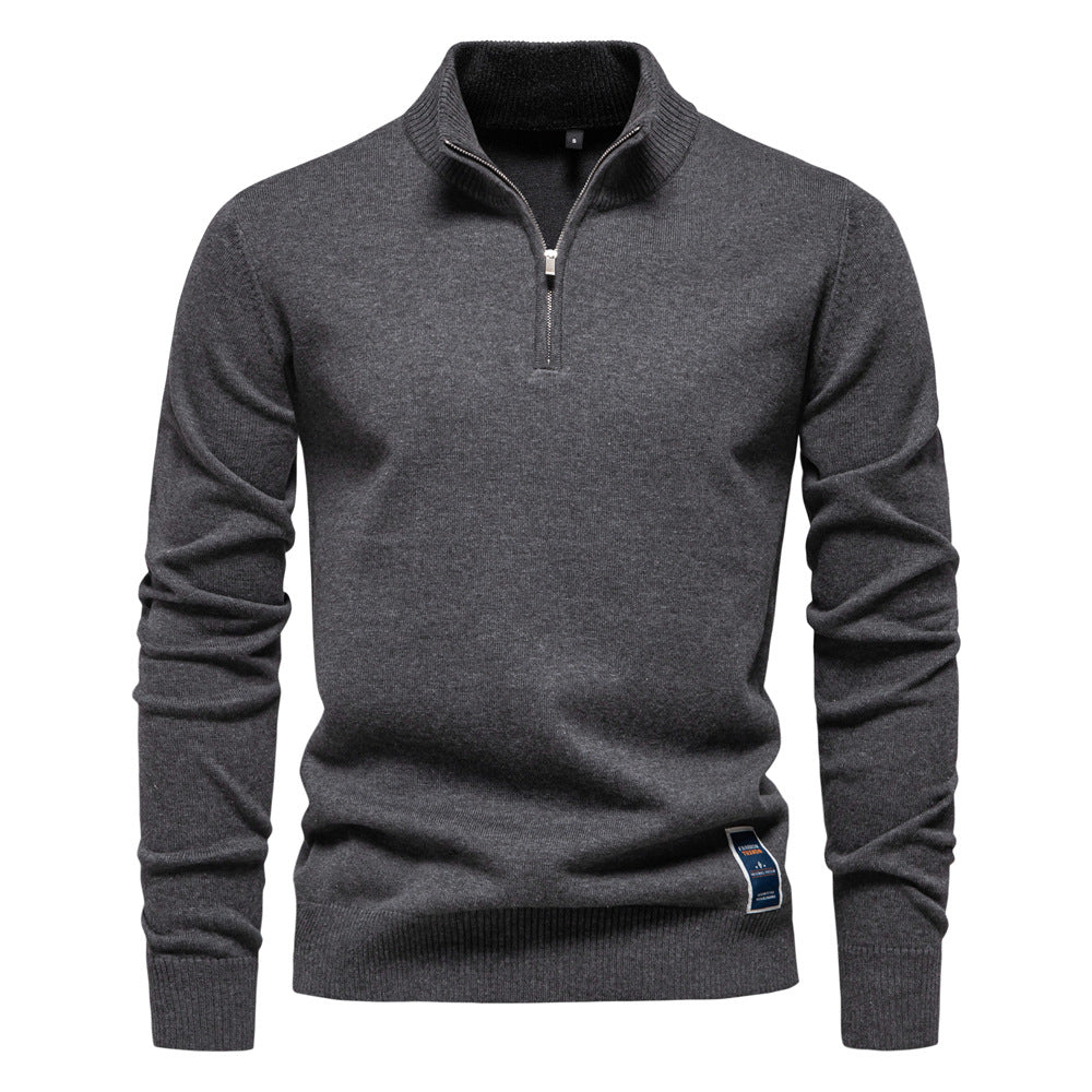 Pull homme col montant demi-zip