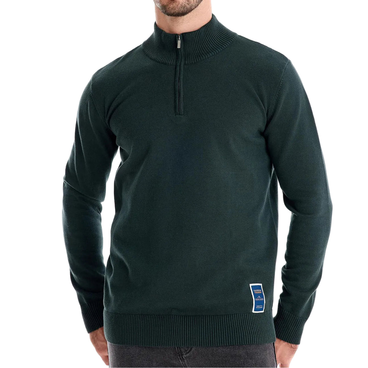 Pull homme col montant demi-zip