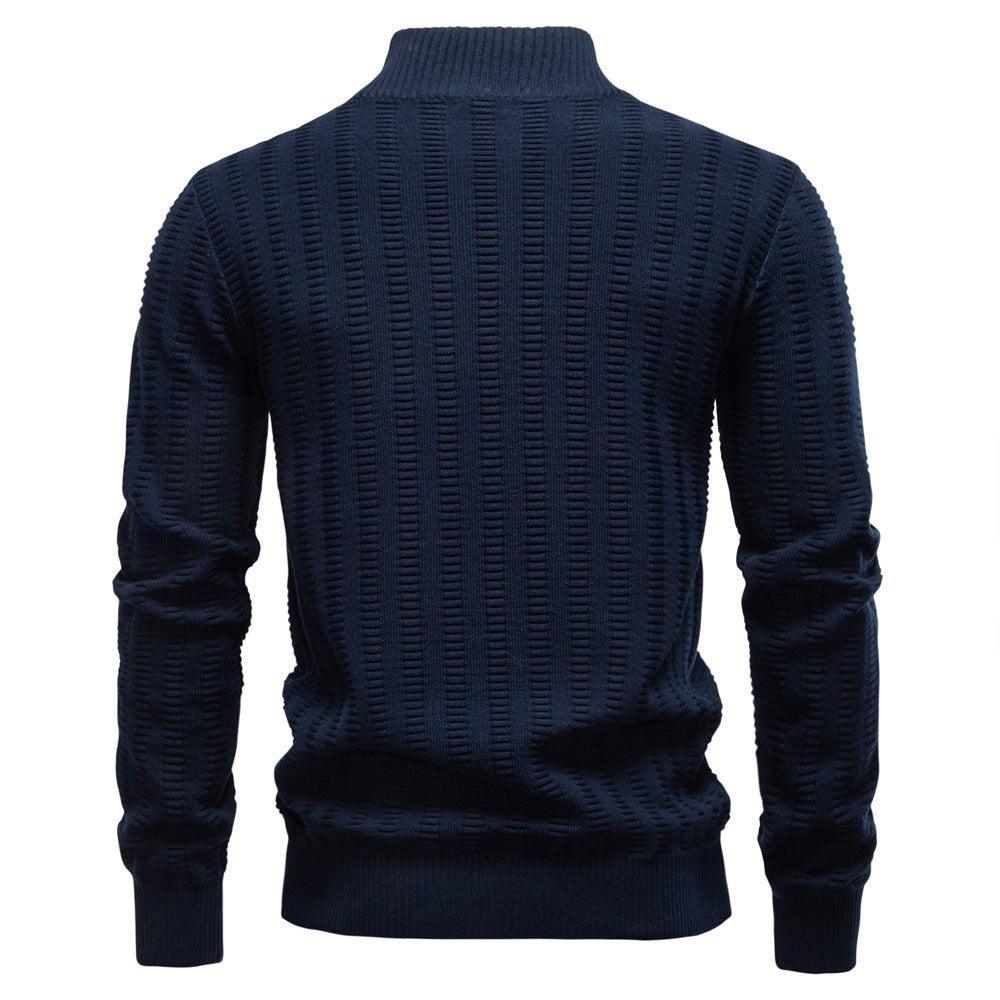 Pull homme col montant texturé