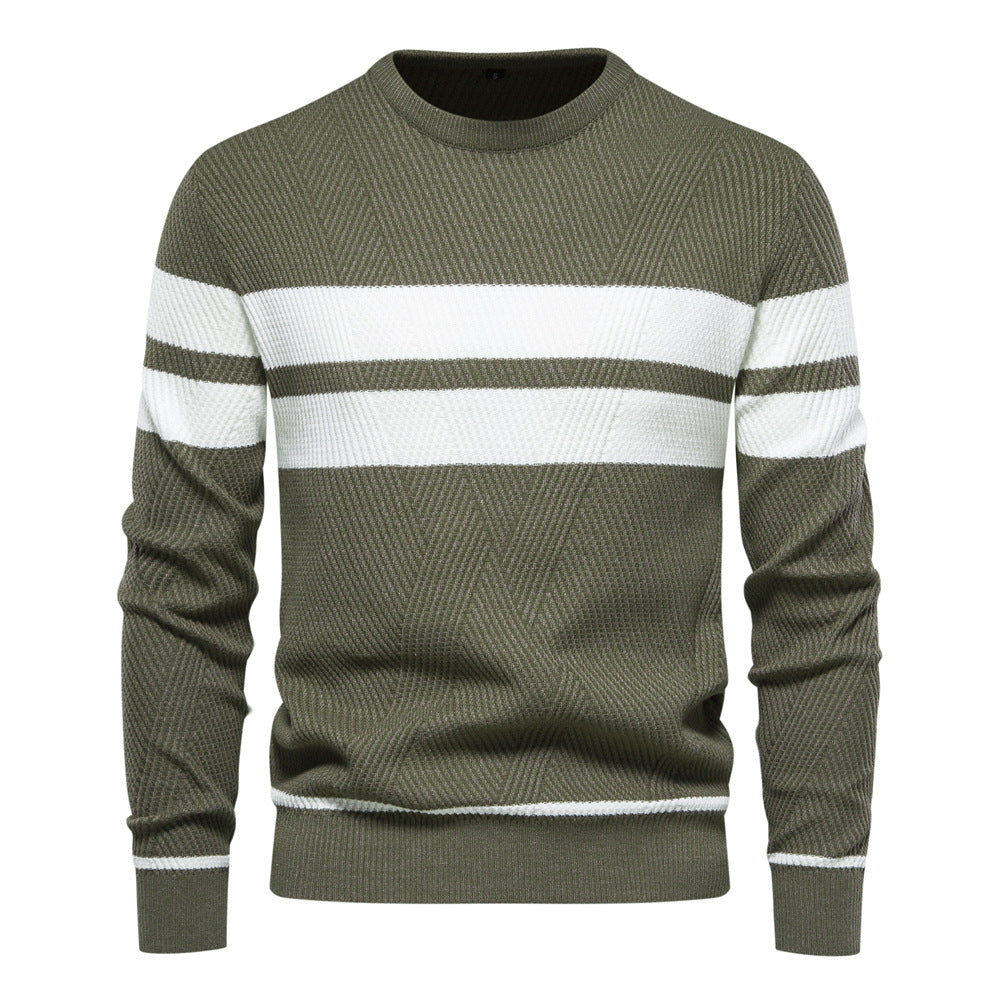 Pull homme col rond rayé