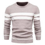 Pull homme col rond rayé