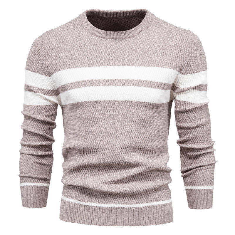 Pull homme col rond rayé