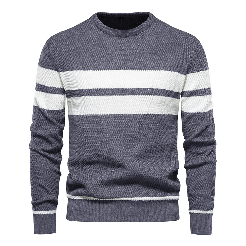 Pull homme col rond rayé