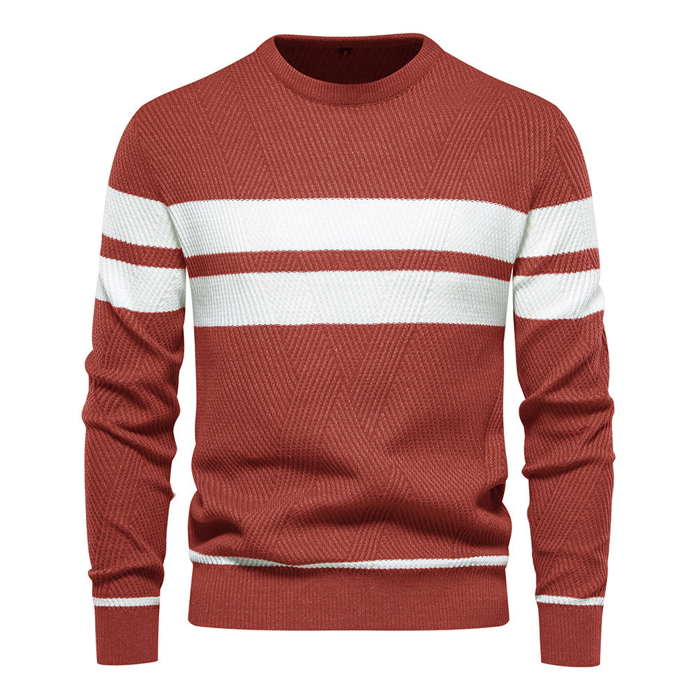 Pull homme col rond rayé