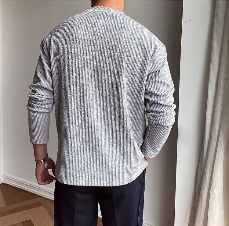 Pull homme col rond texturé